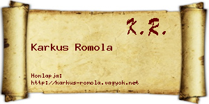 Karkus Romola névjegykártya
